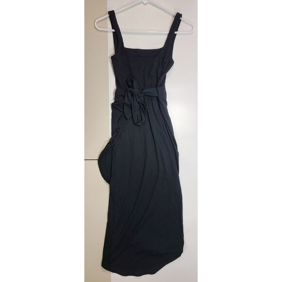 Wilfred Dresses & Skirts - Wilfred by Aritzia Black Tie-Waist Square Neck Wrap Midi Dress - Size S